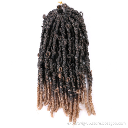 Butterfly Locs Hair Crochet Bob Distressed 14inch Faux Locs Crochet Braids 1B Most Natural Pre-twisted butterfly locs crochet